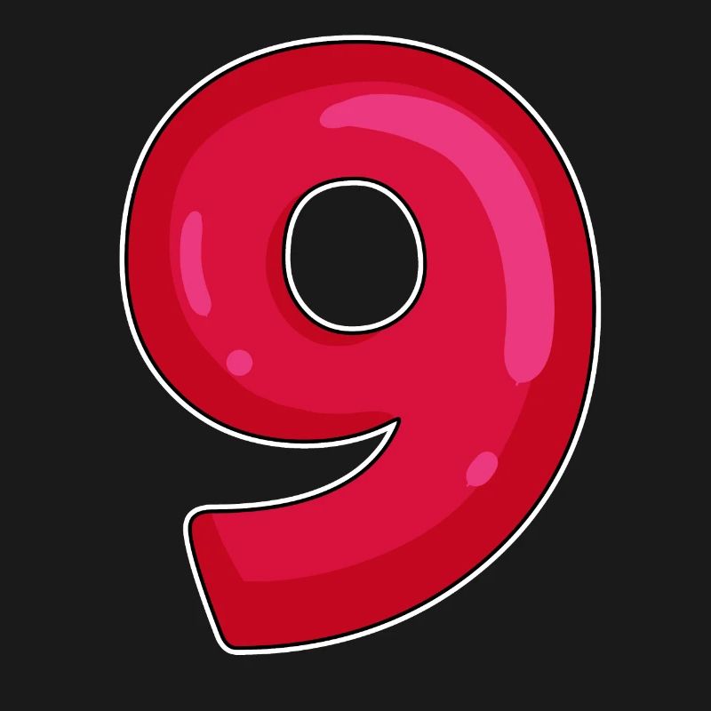 NINE - 9 - Digit red