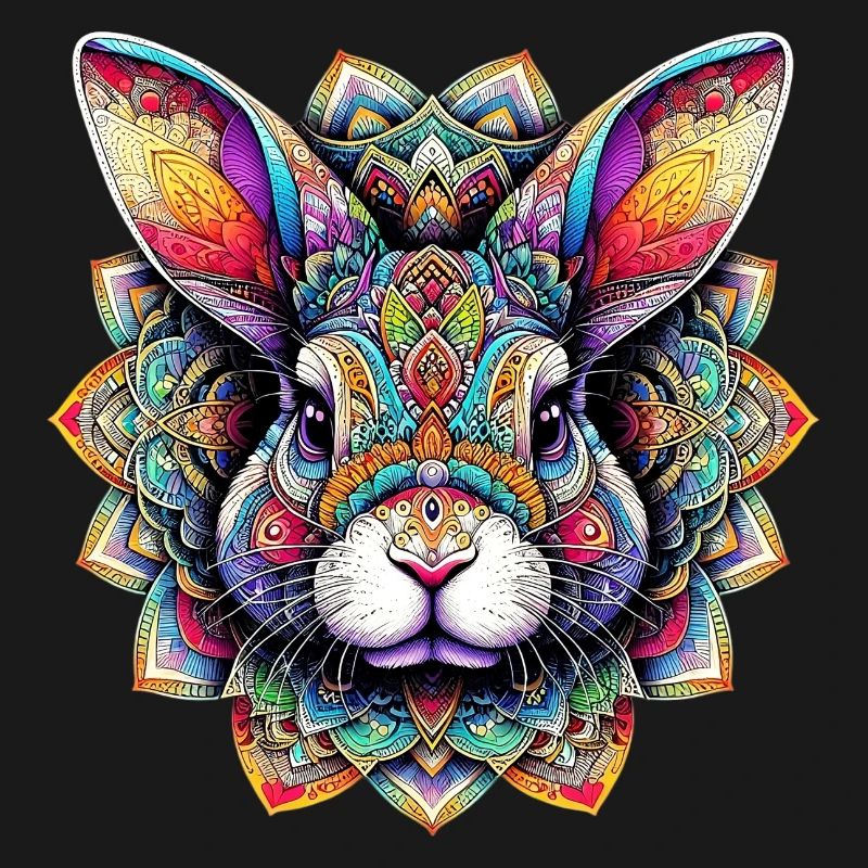 Rabbit decorated with Mandalas