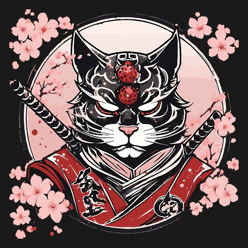 Dämonischer Kawaii Neko Samurai : Katzen-Samurai