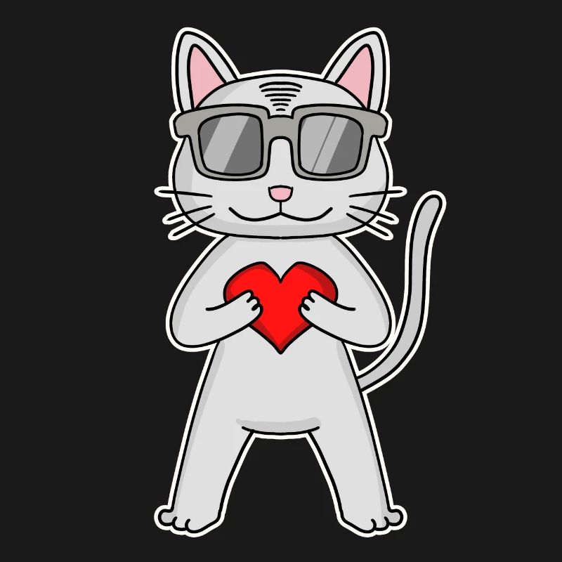 Katze mit Herz und Brille - Devon Rex