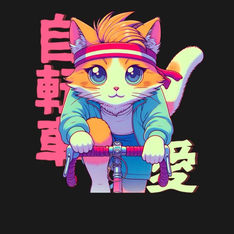 Radfahrender Anime Katze Neko