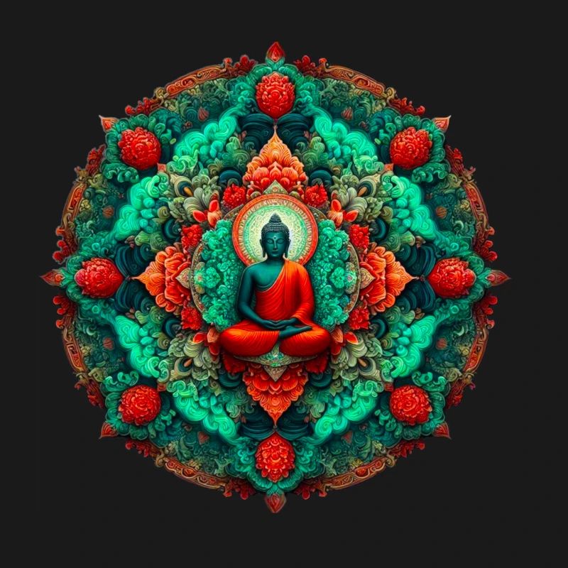 Bouddha Mandala sarcelle