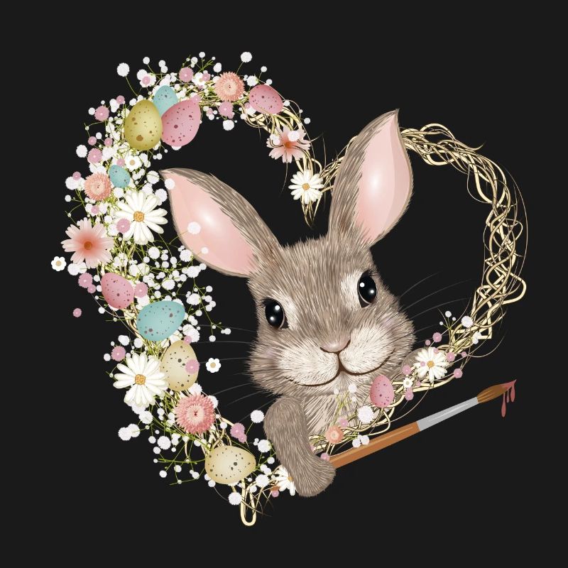 Easter Eggs Heart with Easter Bunny and Brush for Easter