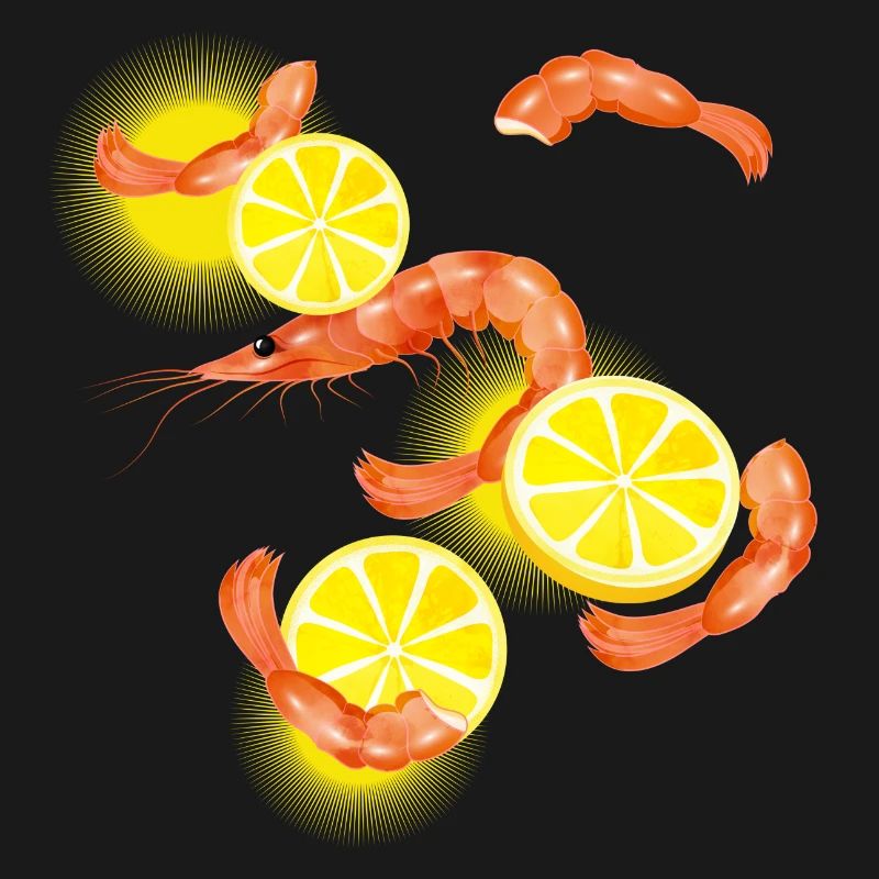 Garnelen oder Shrimps mit Zitronen Scheiben