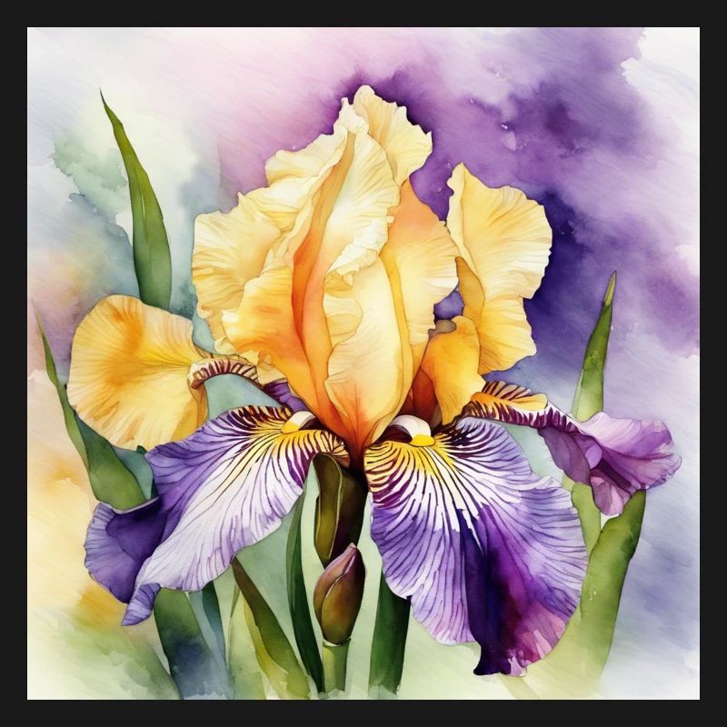 Iris iris violet orange | Conception à l’aquarelle