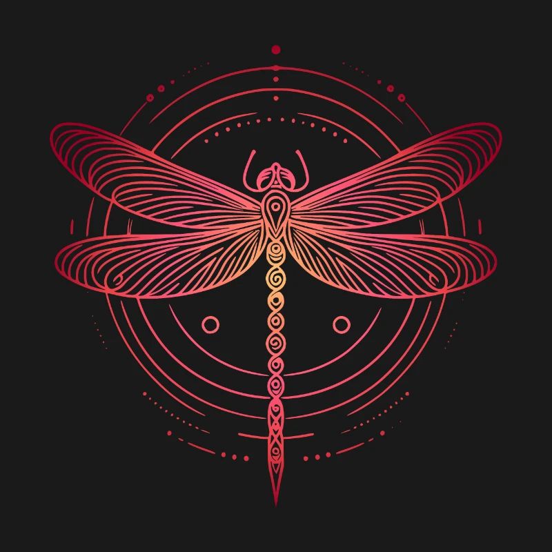 Dragonfly Spiral Patterns, Pink Gradient