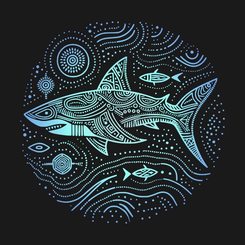 Shark Aboriginal Patterns Australia Shades Blue