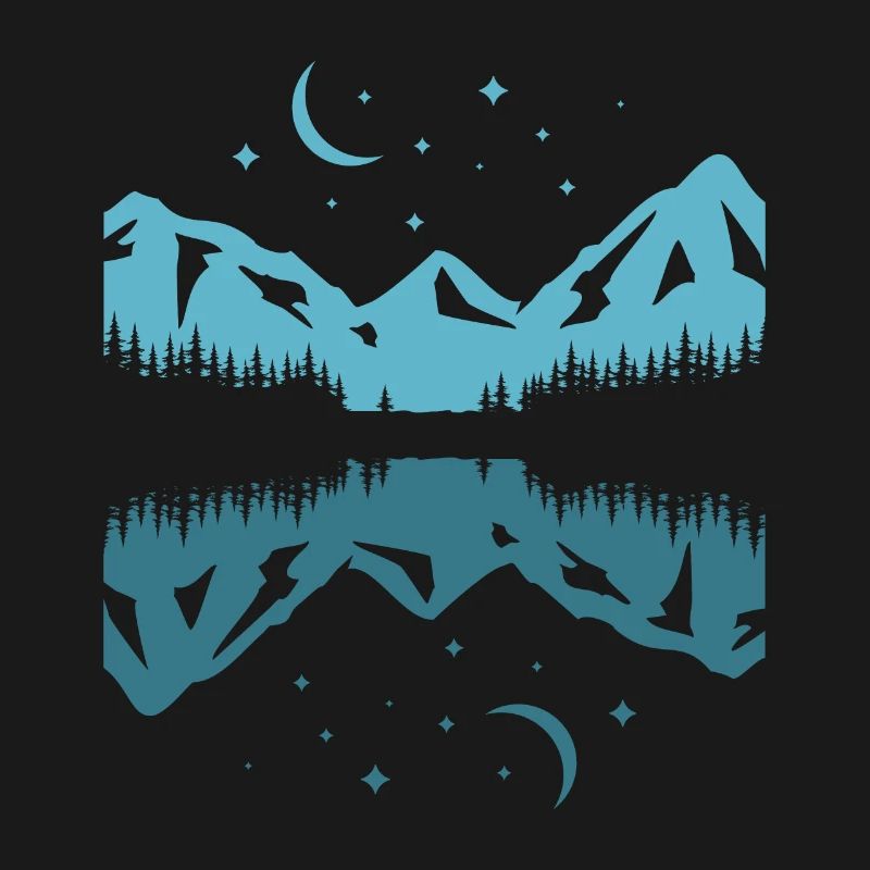 Moonlit Mountain Reflection