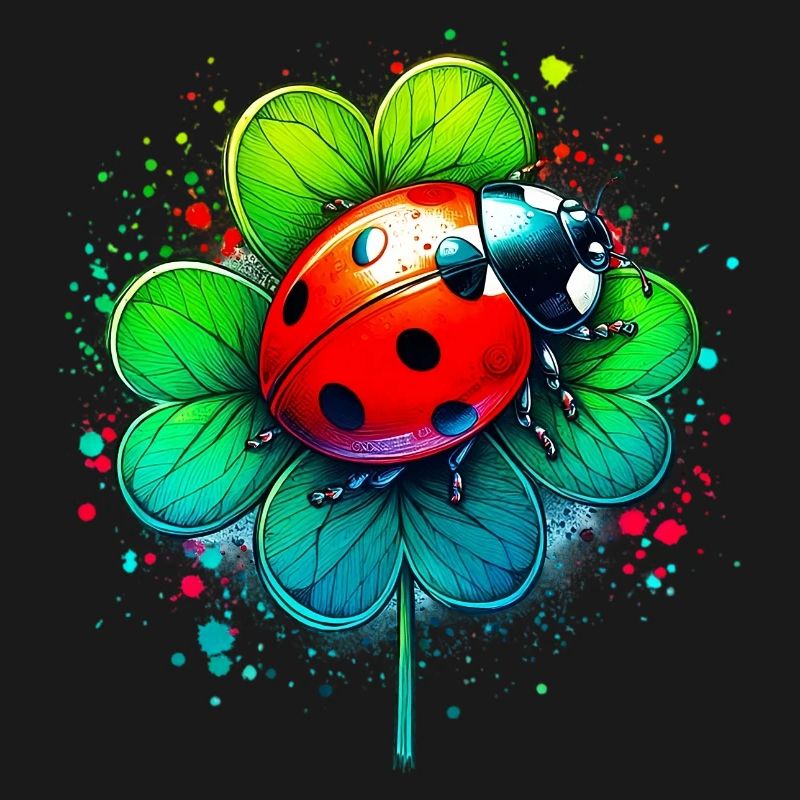 Ladybug on a four-leaf clover