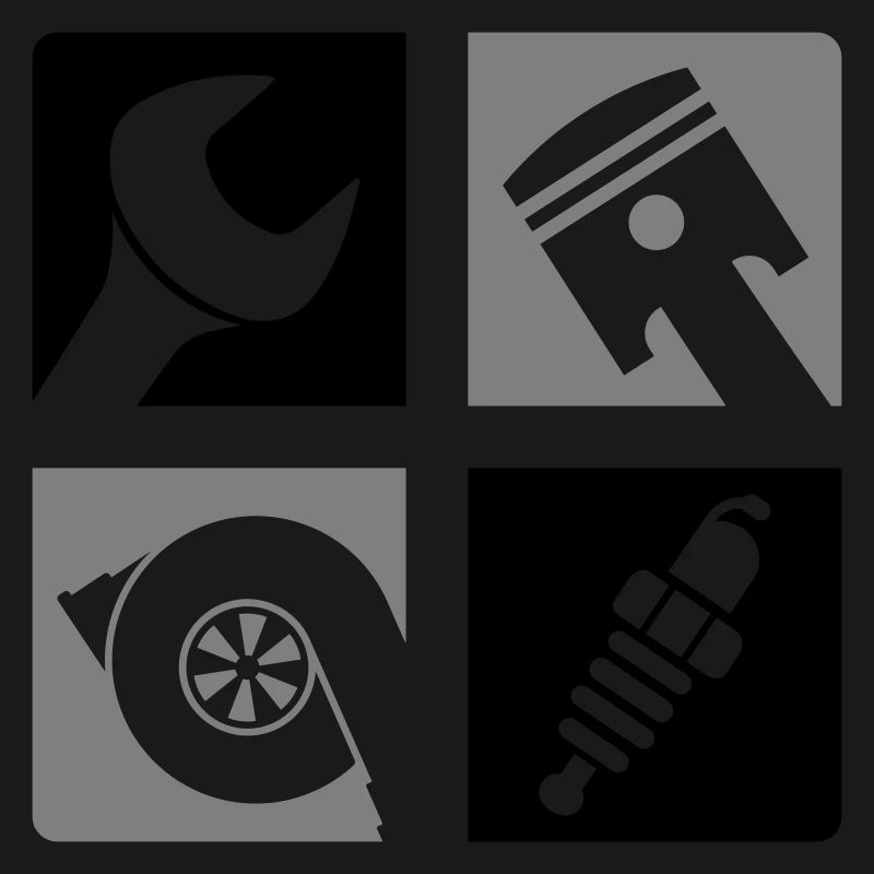 Wrench Piston Turbo Spark Plug Emblem