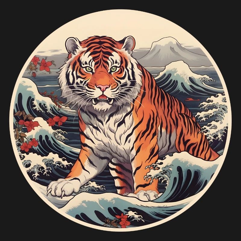 Tiger wave Ukiyo-e Hokusai