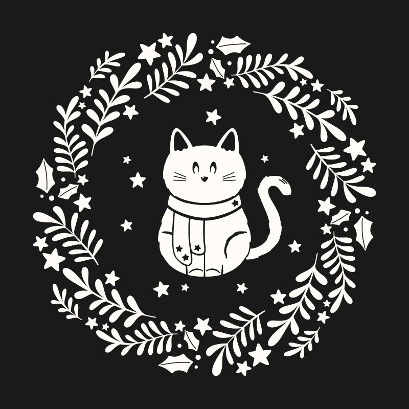 Weihnachtskranz mit süßer Katze