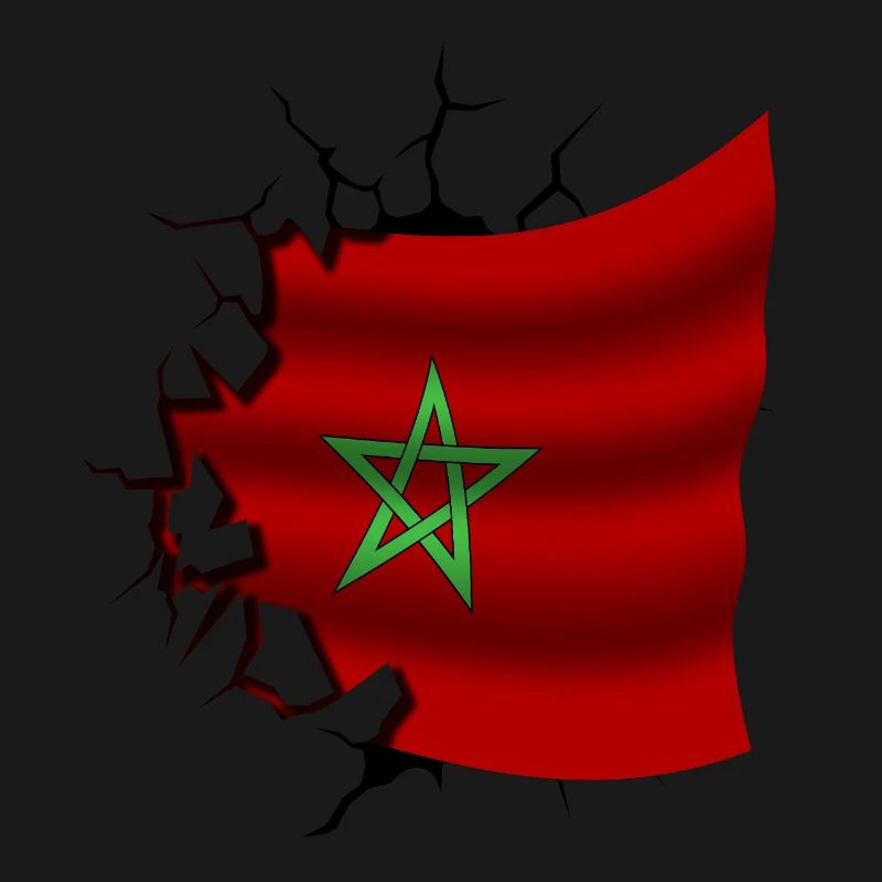 Drapeau du Maroc - Maroc - Drapeau Broken Design