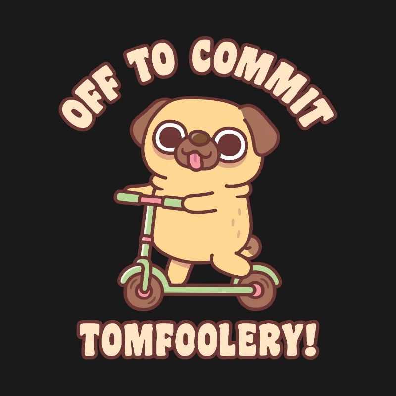 Cute Pug On Kick Scooter Off To Commit Tomfoolery