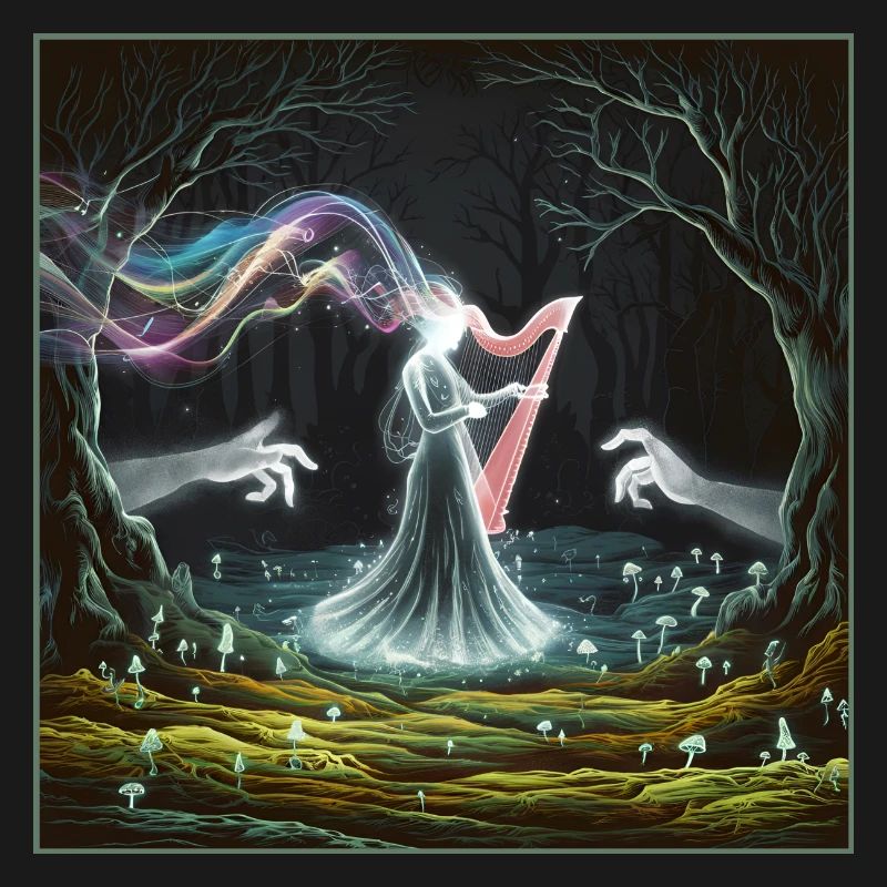 Conception de la sorcière de la harpe de la forêt enchantée