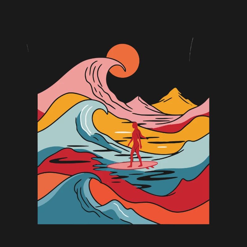 Abstract Wave Dancer in Sunset