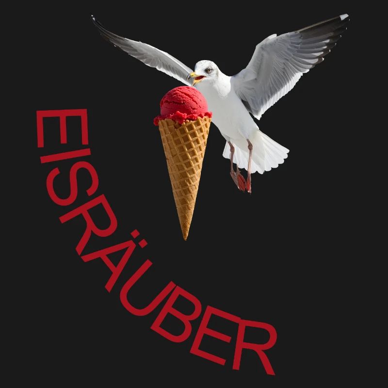 Möwe mit Eiscreme Eisräuber