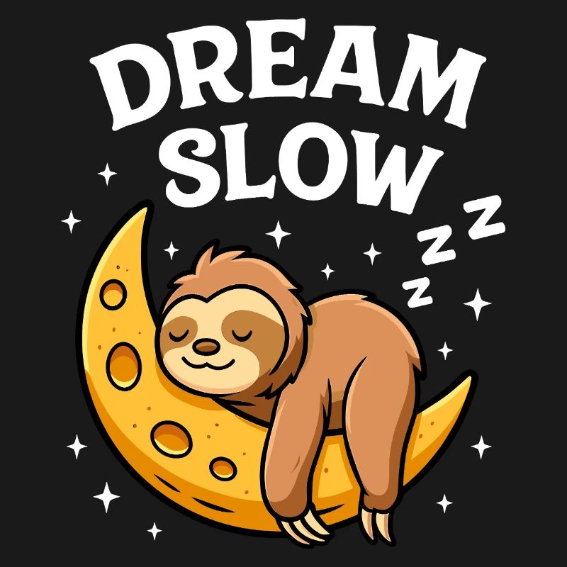 Cute sleeping sloth on moon