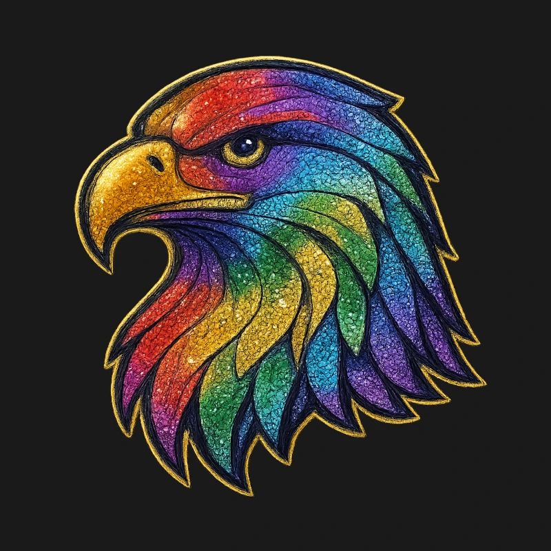 Rainbow Eagle Head Patch