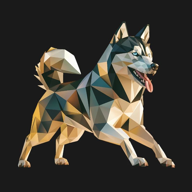 Siberian Husky - Cool Low Poly  Logo