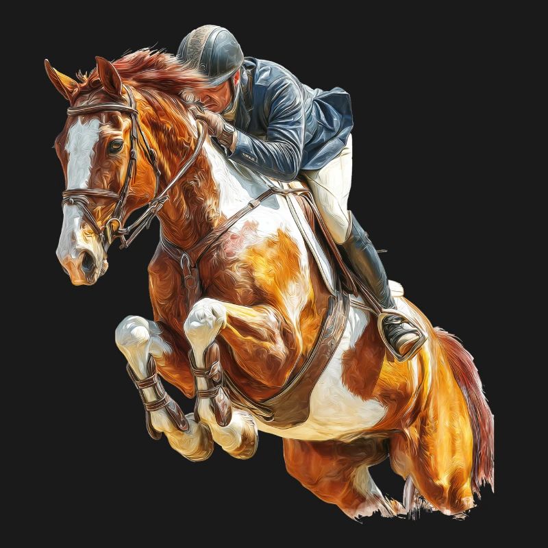 Galloping rider in leap