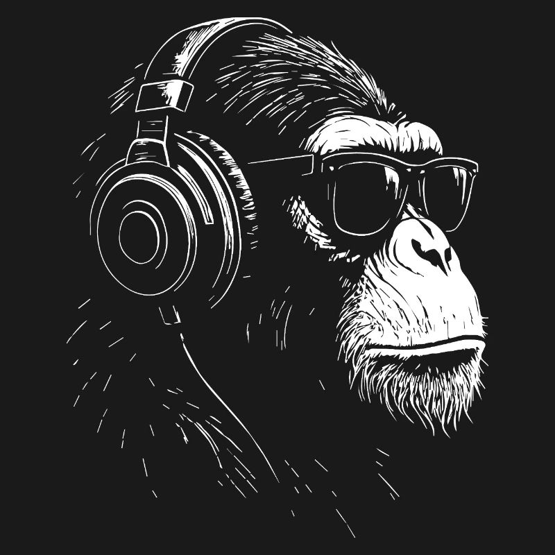 Kopfhörer Monkey mit Sonnenbrille