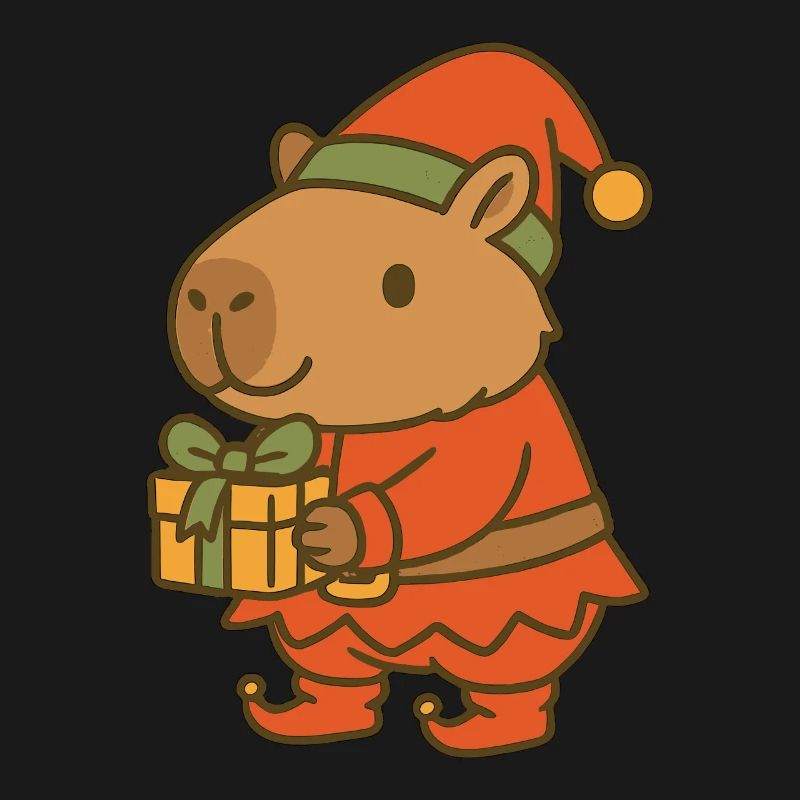 ✨ Weihnachtswichtel Capybara mit Geschenk 🎁