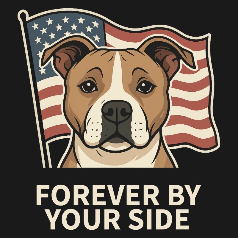 Chien loyal devant le drapeau américain