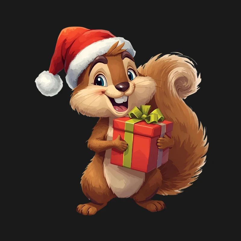 Christmas squirrel with gift