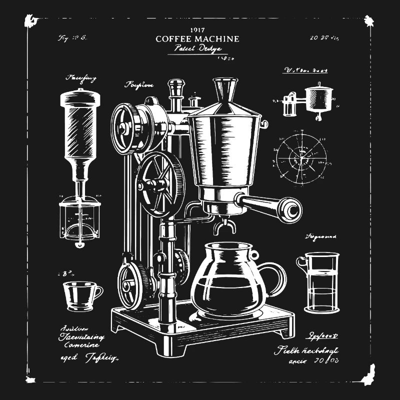 plan de machine à expresso rétro