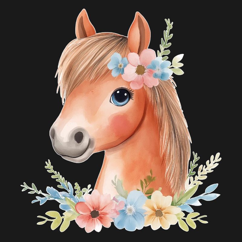 Cheval mignon avec des fleurs