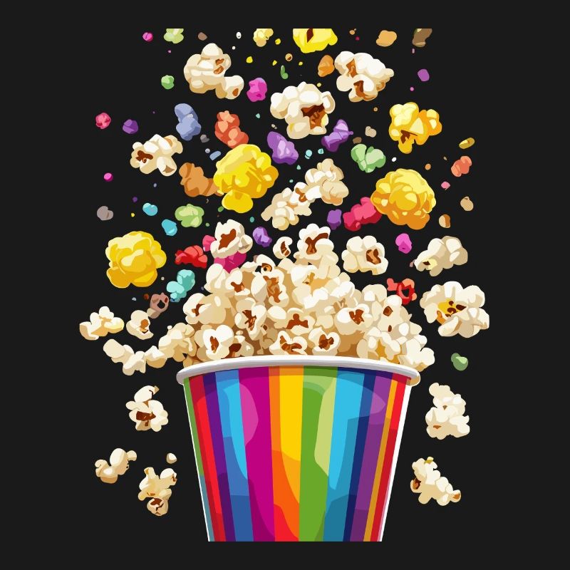 Explosion de pop-corn coloré de tasse arc-en-ciel
