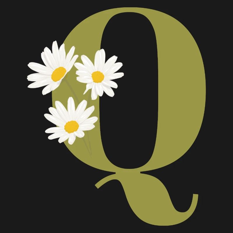 Buchstaben q grüne Gänseblümchen