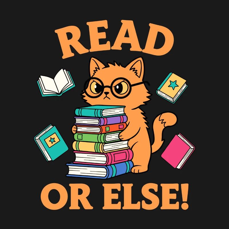 Lustige Lesekatze mit Bücher Lies oder Sonst!