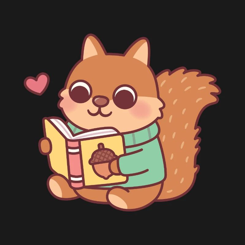 Cute Squirrel Reading A Book