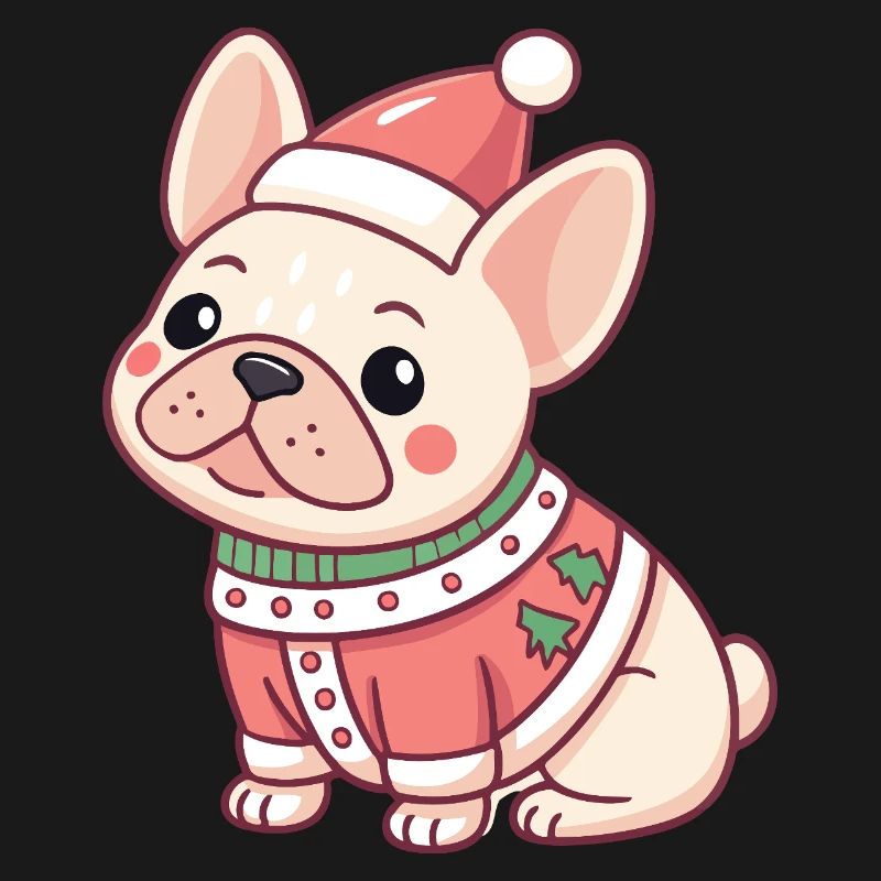 Chiot Noël en pull rouge