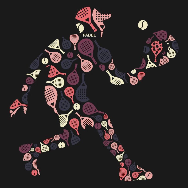 Retro Padel Player with Rackets Pattern