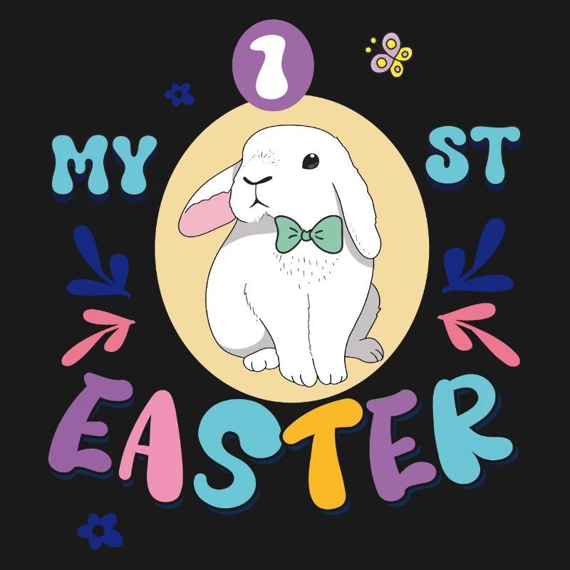 My first Easter, cute bunny with a bow