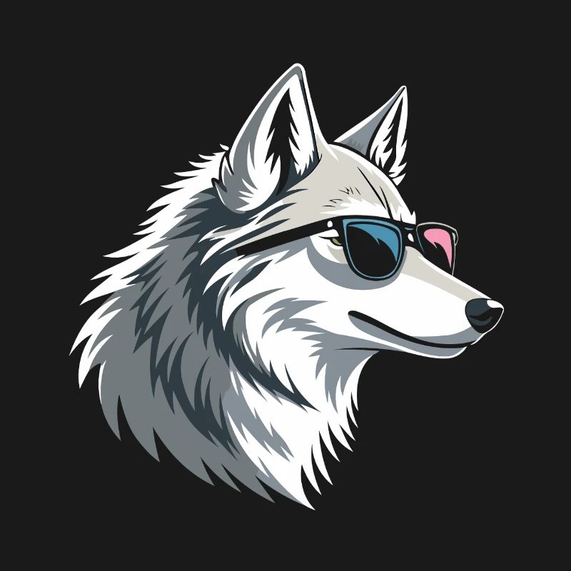 Wolf mit Brille im eisigen Stil