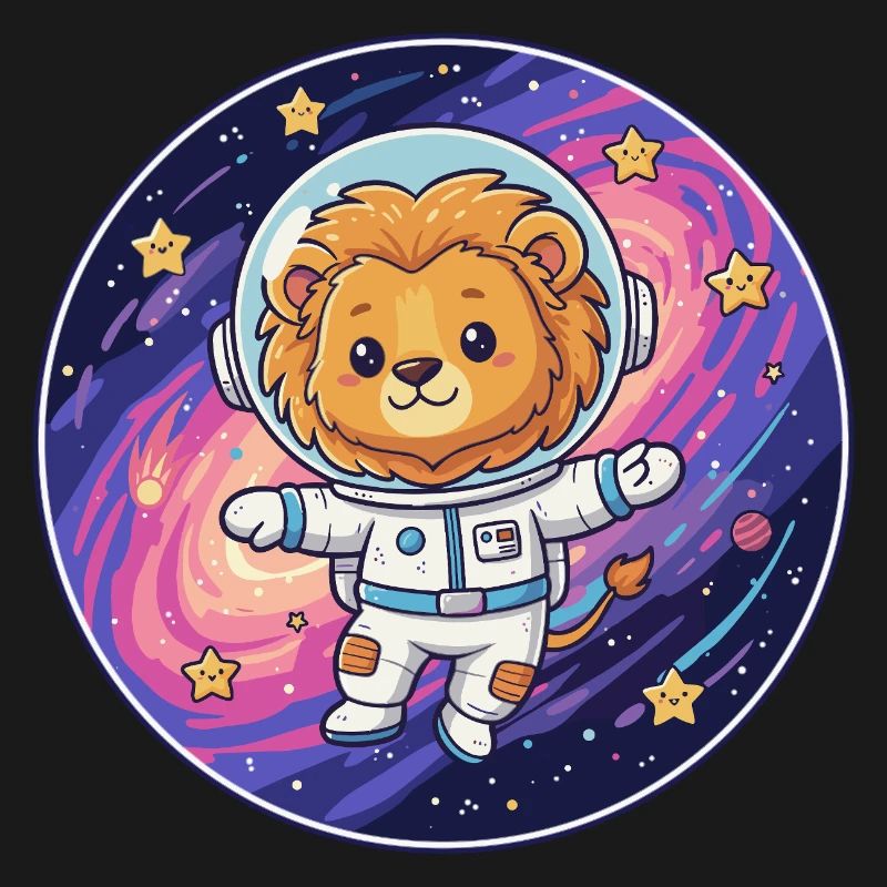 Astronaute Lion dans l’espace