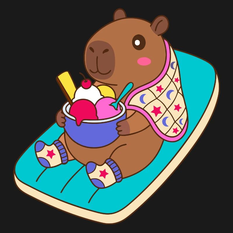 Capibara Sundae sur une plage Float - mode vacances
