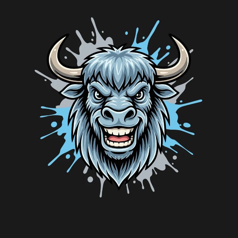 Blue Bison Head Splash