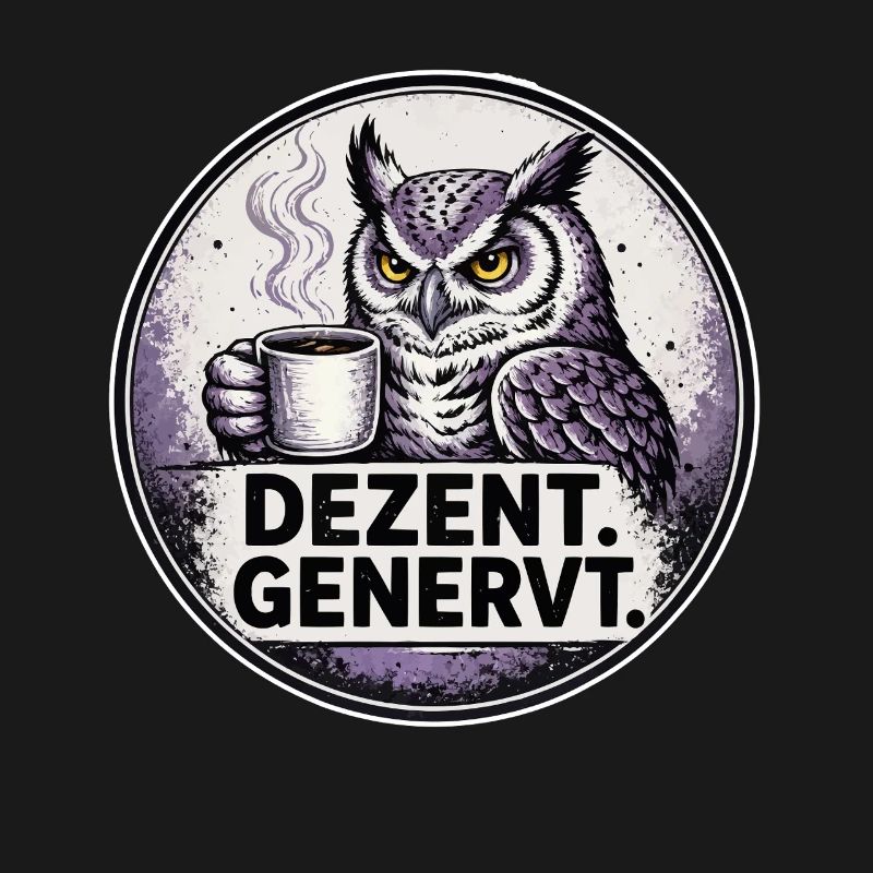 Dezent Genervt Eule mit Kaffee