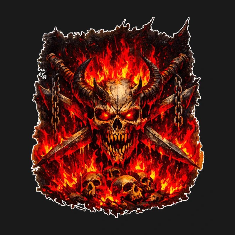 Crâne de Feu avec des Cornes