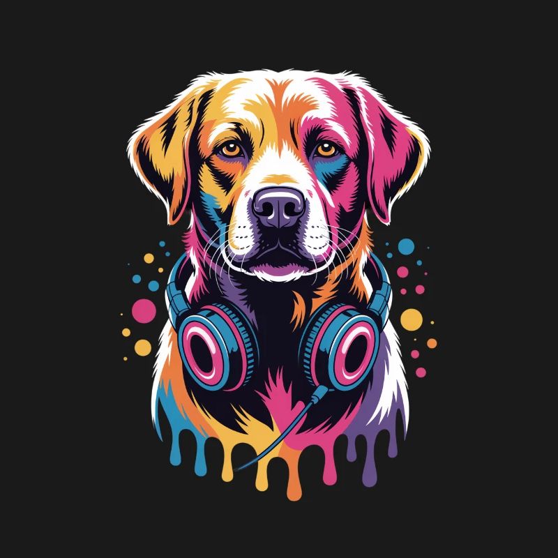 Labrador mit Kopfhörern