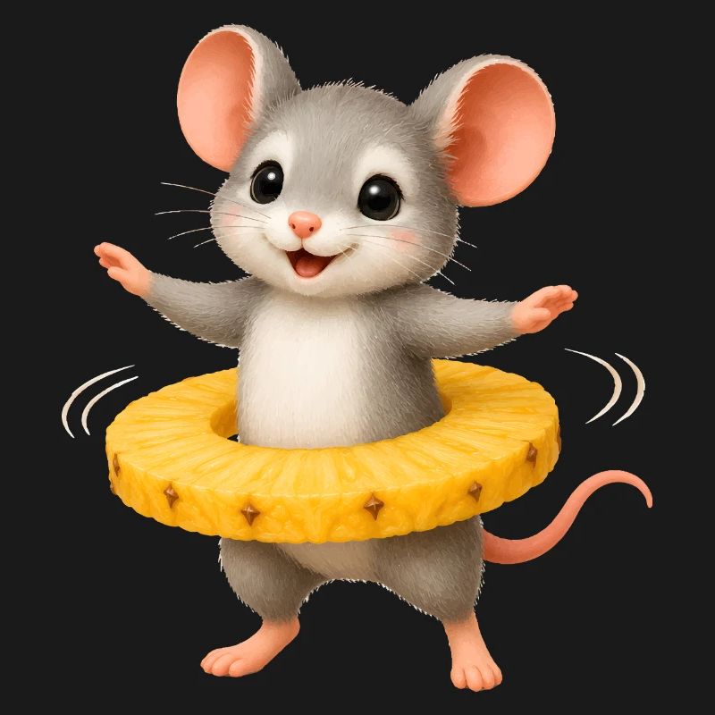 Fröhliche Maus mit Ananas Ring 