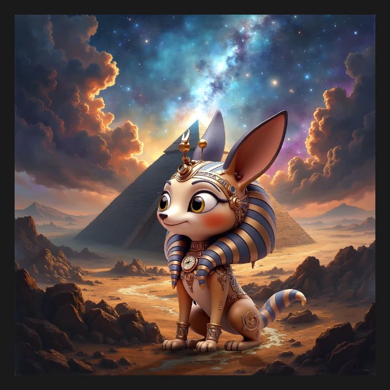 Chat pharaon dans le désert stellaire