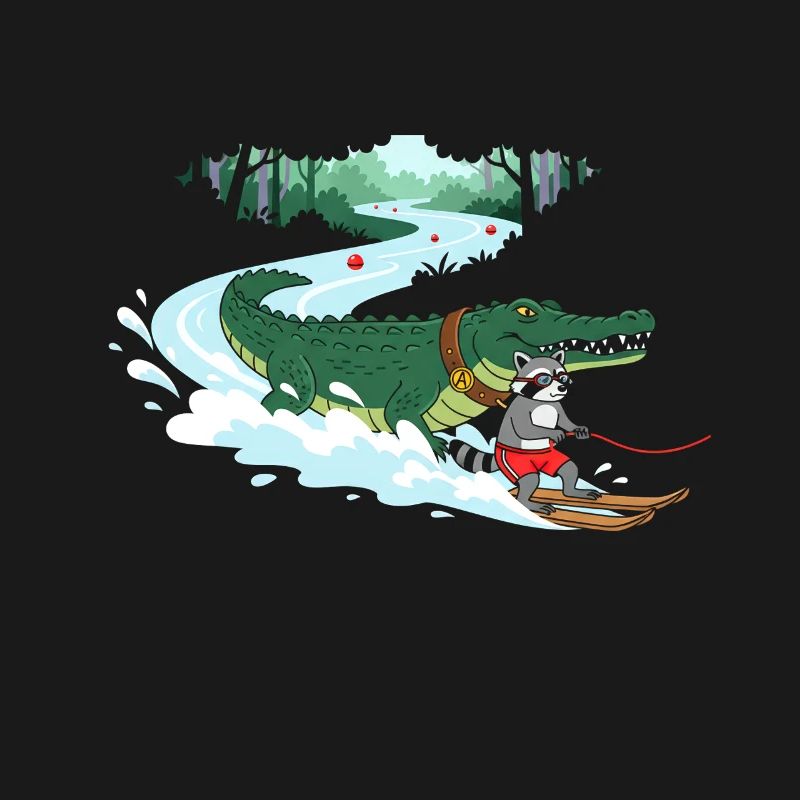 Crocodile Surfeur et Compagnon Chat