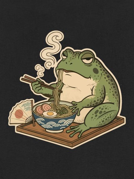 Grummeliger Frosch isst Ramen