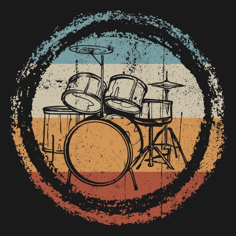 Retro Drum Circle Stamp